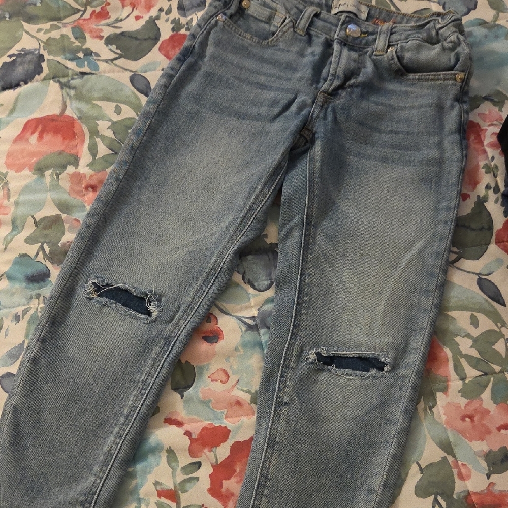 7 For All Mankind Light Blue Distressed Skinny Jeans